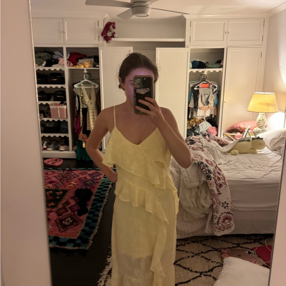 Elegant Yellow Ruffle Dress